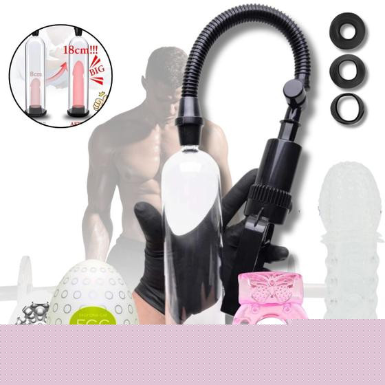 Imagem de kit Bomba Peniana mais Anel Peniano com vibro Kit potencializador Masculino Egg Masturbador Capa Peniana Sexy Import