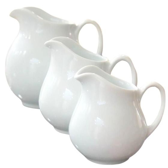 Imagem de Kit 3 Jarras Leiteira P-M-G, Sucos e Bebidas - Porcelana Branca (2)