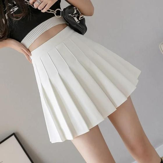 Imagem de Mulheres Cintura Alta Xadrez Plissado Mini Saia Preto Rosa Branco Y2k Goth Verão Inverno Sexy Micro