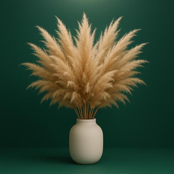 Imagem de Kit com 20 Plumas Natural / Capim dos Pampas Plumoso Flores Secas Para Decoração Casa Casamento