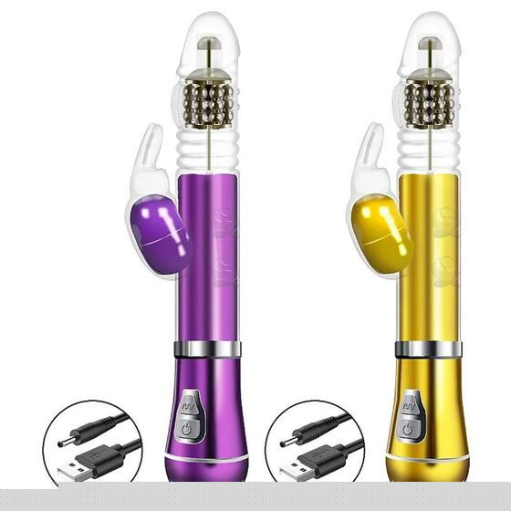 Imagem de Vibrador Rotativo Cromado Vai Vem Usb Sexy Import