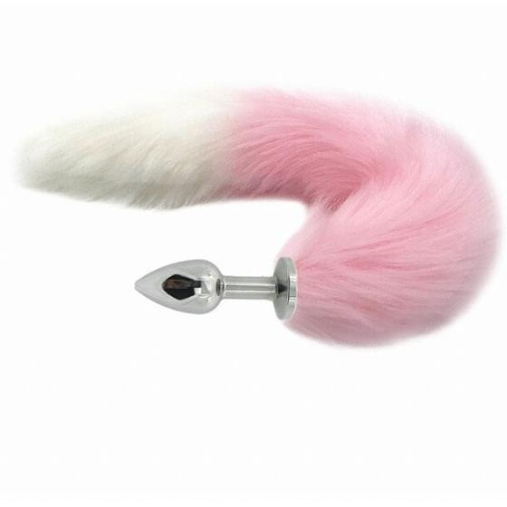 Imagem de Plug anal raposa iniciante cauda rabo de metal pequeno rosa