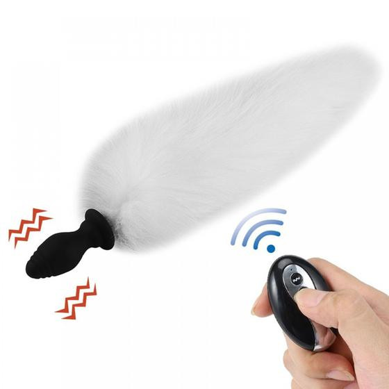 Imagem de Plug anal silicone com rabo 10 vibrações