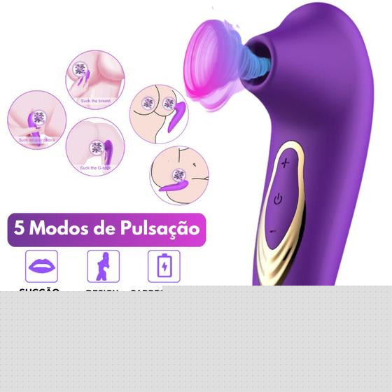 Imagem de Sugador de Clitóris Feminino Vibrador Estimulador Sexual Em Silicone MasturbadorEstimulante Com 5 Modos de Pulsação Sex Shop
