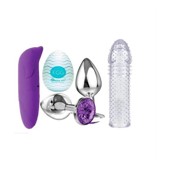 Imagem de Kit Brinquedos Eróticos Casal Vibrador Capa Peniana Egg Masturbador Masculino Plug Anal Sex Shop