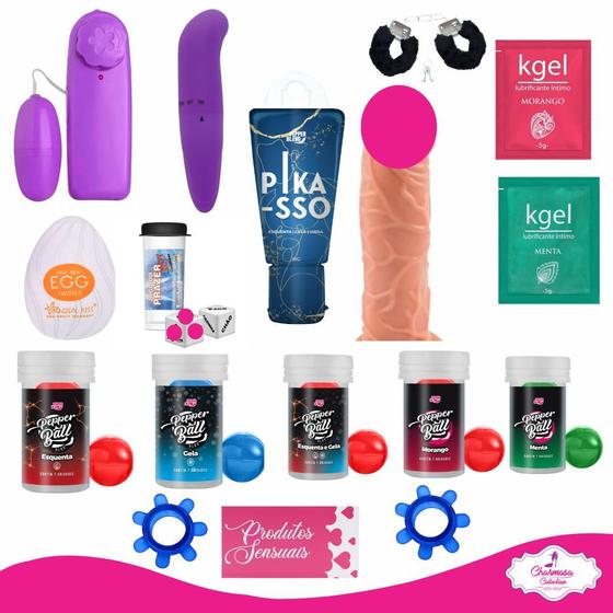 Imagem de Kit Sex shop brinquedos  sexuais  eróticos casal acessórios sensuais com 17 itens de sexyshop