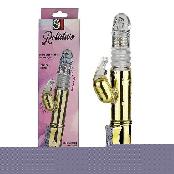 Imagem de Vibrador Rotativo Vai e Vem com Estimulador Coelho e 38 Modos de Vibração Sexy Import