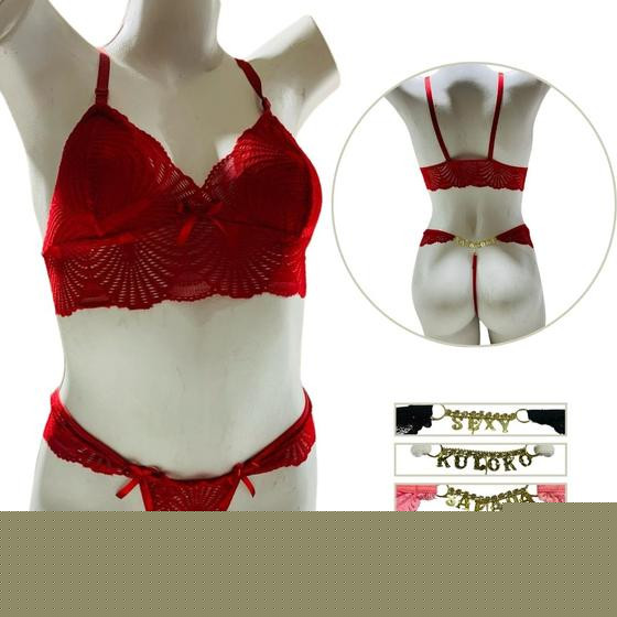Imagem de Conjunto de Lingerie Sexy Strass Frases