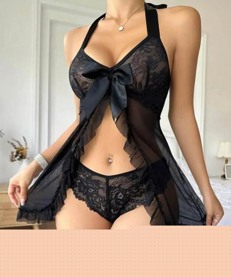 Imagem de Conjunto Feminino Sexy Transparente De Sutiã E Calcinha De Renda Lingerie Transparente Trajes