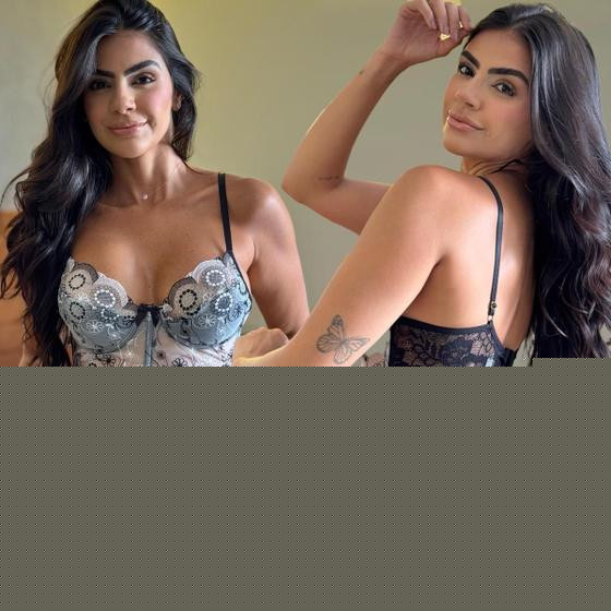 Imagem de Lingerie Sutiã Meia Taça Aro Renda Tule Transparente Sexy