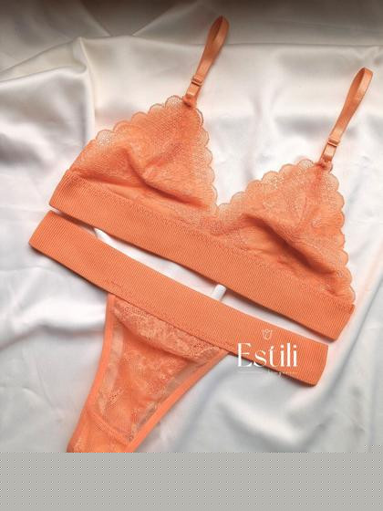 Imagem de Kit 3 Conjunto Feminino Renda Sexy Sem Metal  Transparente Calcinha Sutiã