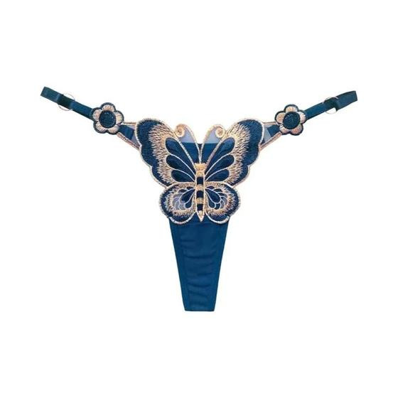 Imagem de Calcinha Tanga Feminina de Renda - Cintura Baixa e Ajustável - Modelo Borboleta