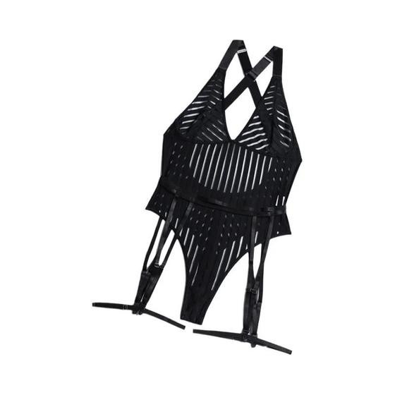 Imagem de Conjunto De Lingerie Sexy Com Body De Malha Transparente De Corte Alto Para Mulheres Exóticas Árabes