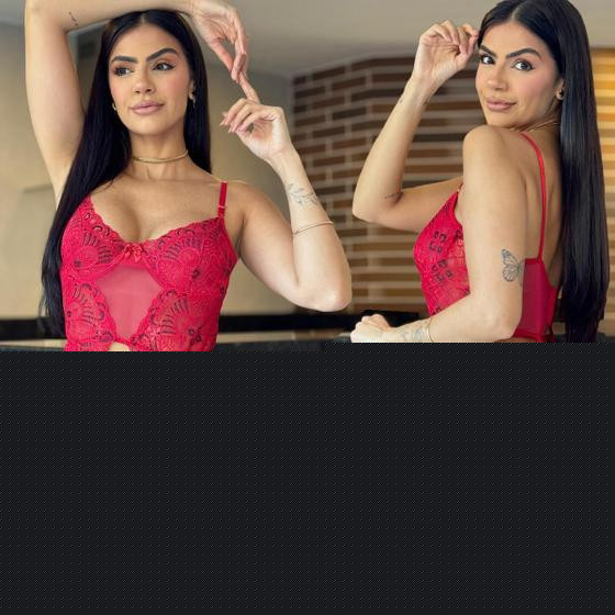 Imagem de Conjunto Sexy Com Cinta Liga Tule Transparente Bicolor Fio Dental Sem Bojo Com Aro Dia Dos Namorados